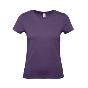 B&C Set van 3x stuks paars basic t-shirts met ronde hals voor dames