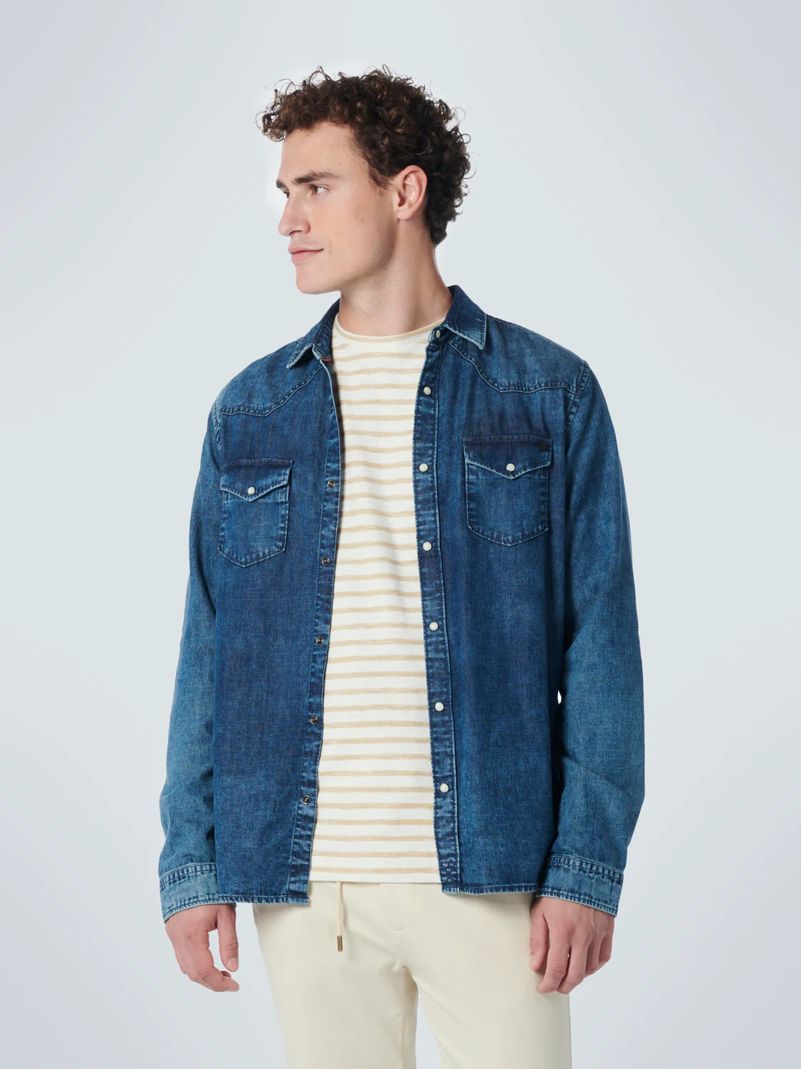 No Excess Shirt denim twill responsible choic carbon blue
