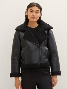 TOM TAILOR Denim Kurzjacke Jacke in Shearling-Optik