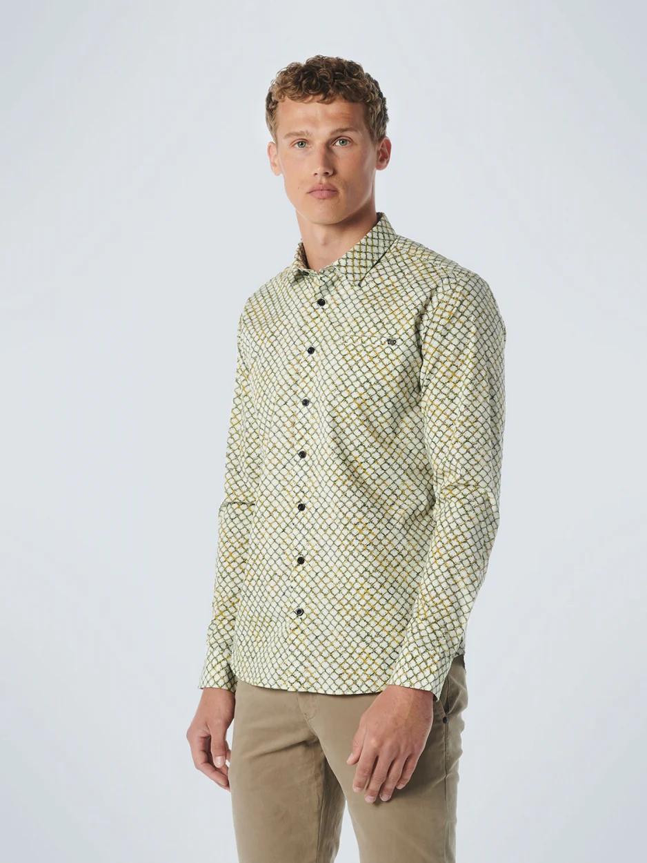 No Excess Shirt stretch allover printed olive
