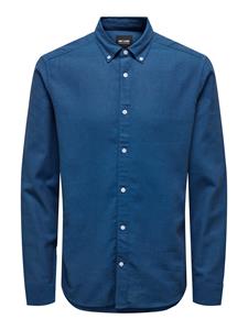 Only&sons Tar Slim Long Sleeve Melange Button Down Shirt