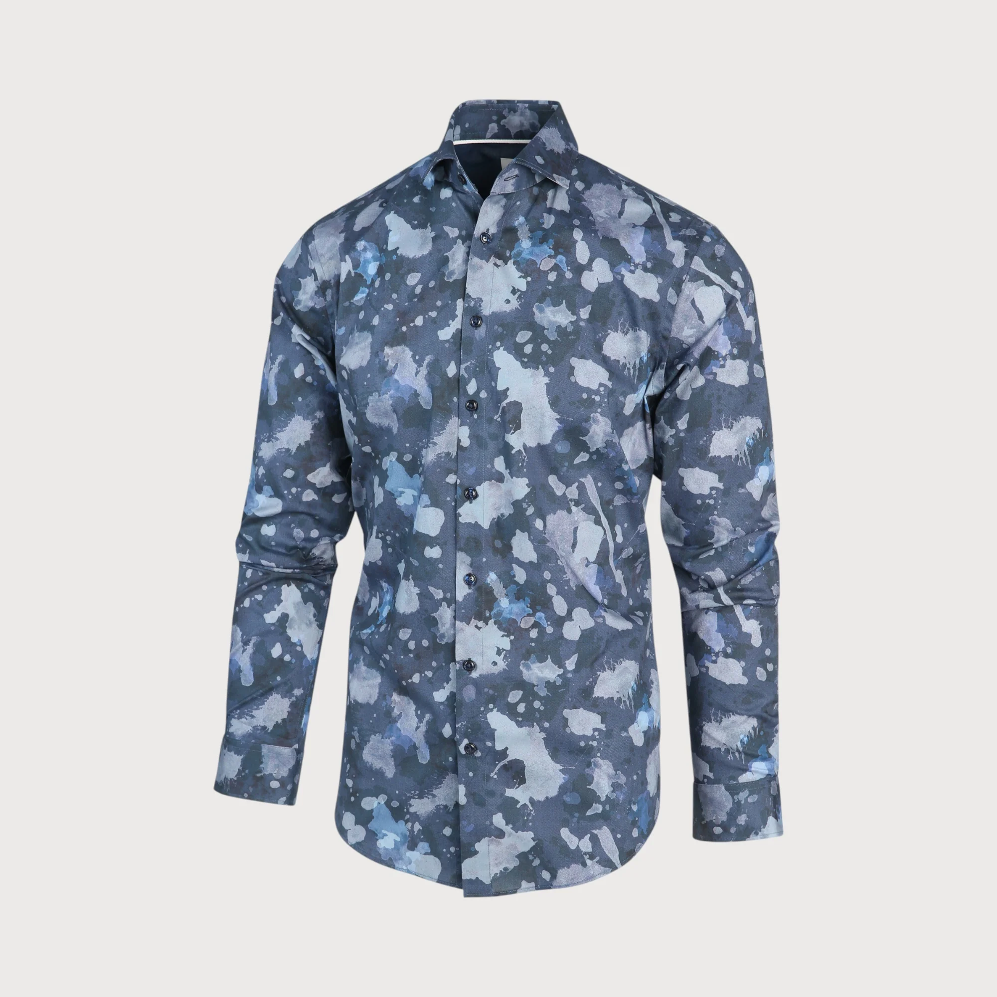 Blue Industry Blauw print overhemd |