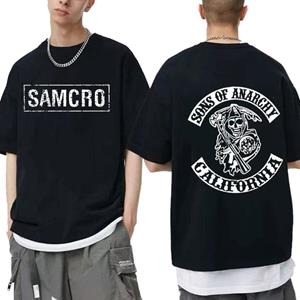 The second face a man Sons of Anarchy SAMCRO Double Sided Print Tshirt Men Womnen Fashion Hip Hop Rock Tees Short Sleeve Summer Cotton T Shirts Tops