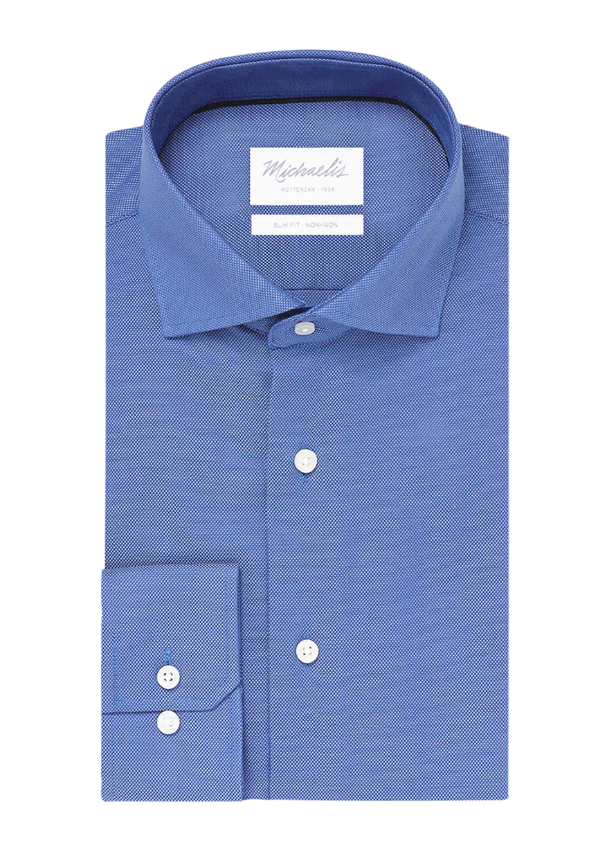 Michaelis Uni blue oxford katoenen overhemd