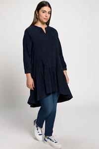 Ulla Popken Jerseykleid Cordkleid A-Linie Tunika-Ausschnitt Langarm