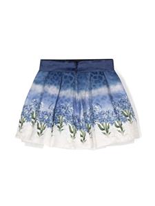 Monnalisa Rok met bloemenprint - Blauw