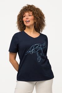 Ulla Popken Longshirt T-Shirt Zierbänder A-Linie Rundhals 3/4-Arm