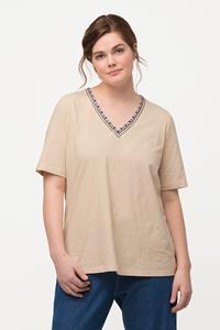 Ulla Popken Rundhalsshirt T-Shirt Oversized Rundhals Halbarm Biobaumwolle