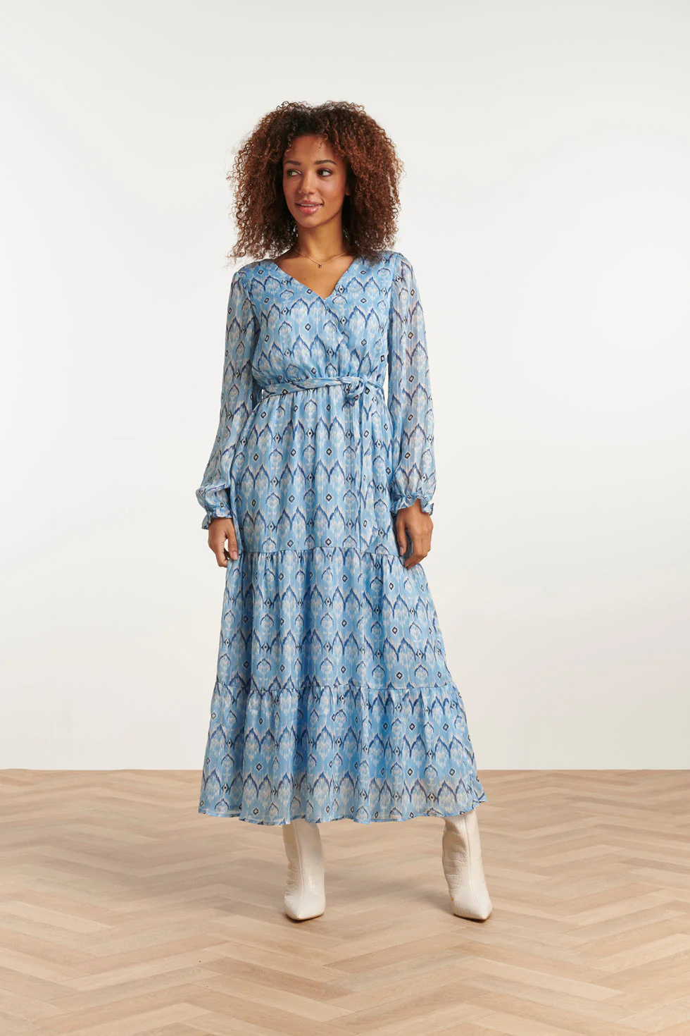 Smashed Lemon Elegante maxi jurk met frisse tribal print 23557
