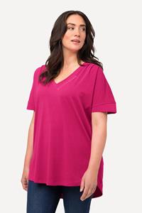 Ulla Popken Rundhalsshirt Longshirt Ringel Classic Carree-Ausschnitt Halbarm