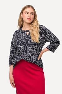 Ulla Popken Rundhalsshirt Shirt grafisches Muster Rundhals Keyhole 3/4-Arm