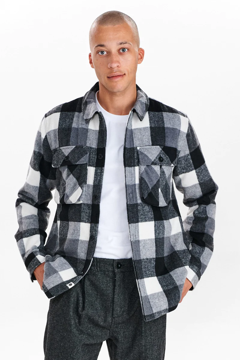 Anerkjendt Anerkjend style 900834 aksigurd checked lumber jacket 0526 dark grey mel