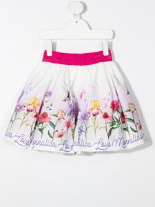 Monnalisa Plooirok met bloemenprint - Wit