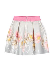 Monnalisa Rok met bloemenprint - Grijs