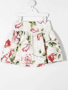 Monnalisa Rok met bloemenprint - Wit