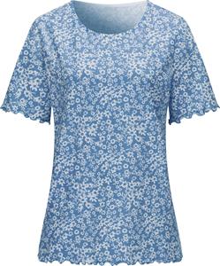 Your Look... for less! Dames Shirt met korte mouwen middenblauw/ecru bedrukt Größe