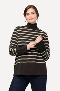 Ulla Popken Longsleeve Shirt Ringel Stehkragen Langarm Biobaumwolle
