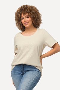 Ulla Popken Rundhalsshirt T-Shirt College-Stickerei Rundhals Halbarm