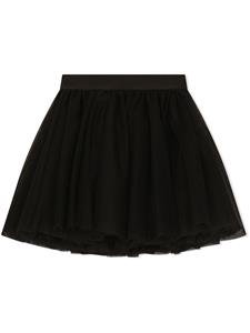 dolce&gabbanakids Dolce & Gabbana Kids Tulen midi-rok met logoband - Zwart