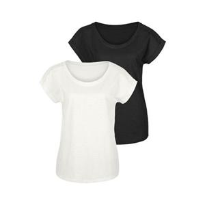 Vivance T-Shirt, (Packung, 2er-Pack), mit Häkelspitze an der Schulter