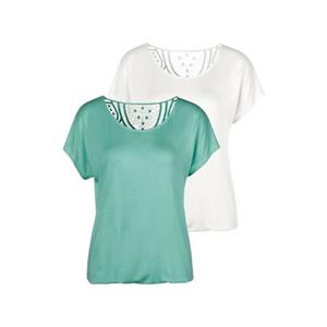 Vivance Shirt met korte mouwen Met haakwerk aan de achterkant (Set van 2)