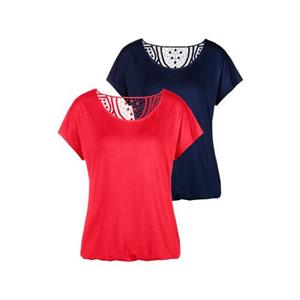 Vivance Shirt met korte mouwen Met haakwerk aan de achterkant (Set van 2)