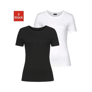 Lascana T-shirt van zacht ribmateriaal (Set van 2)