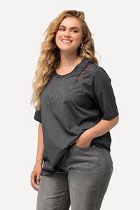 Ulla Popken Rundhalsshirt T-Shirt Kelchkragen V-Ausschnitt Halbarm