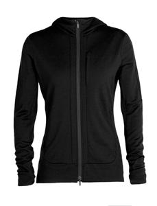 Icebreaker  Women's Quantum III L/S Zip Hood - Merinovest, zwart