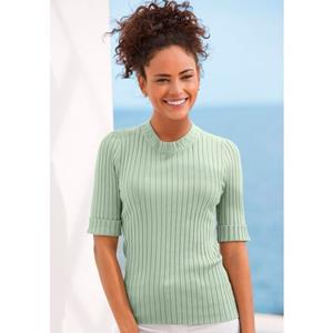 LASCANA Kurzarmpullover, aus weichem Rippstrick