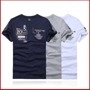 QQK Zomer Nieuwe ronde hals katoen print grote maat Fashion Air Force One mannen korte mouw T-shirt