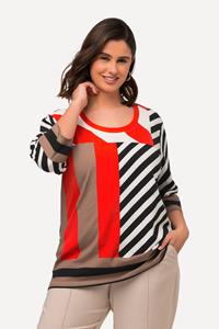 Ulla Popken Rundhalsshirt T-Shirt College-Stickerei Rundhals Halbarm