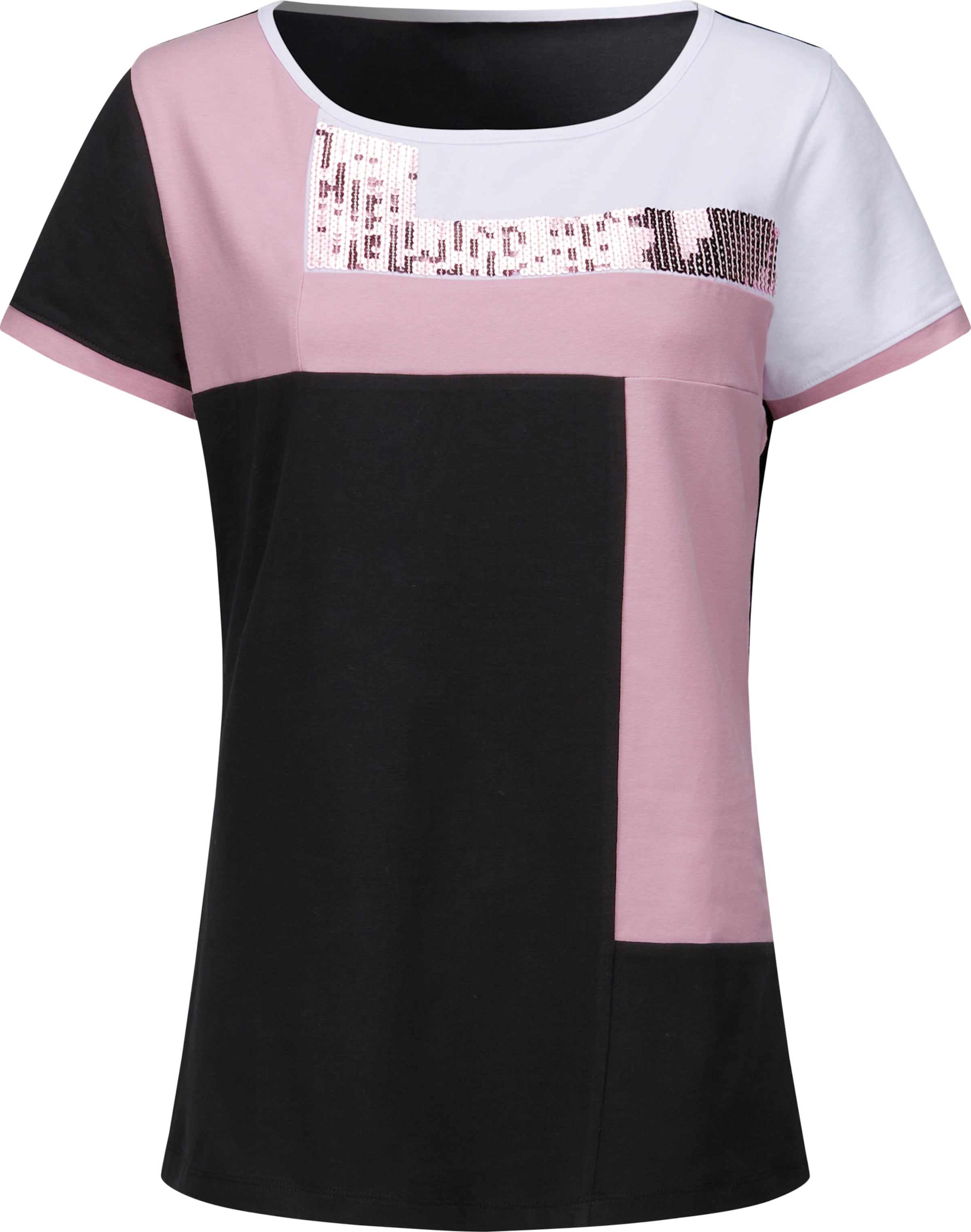 Your Look... for less! Dames Shirt met pailletten zwart/lichtroze Größe