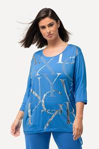 Ulla Popken Rundhalsshirt Shirt A-Linie Tunika-Ausschnitt 3/4-Arm