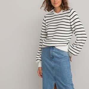 LA REDOUTE COLLECTIONS Gestreepte trui met ronde hals in geribd tricot