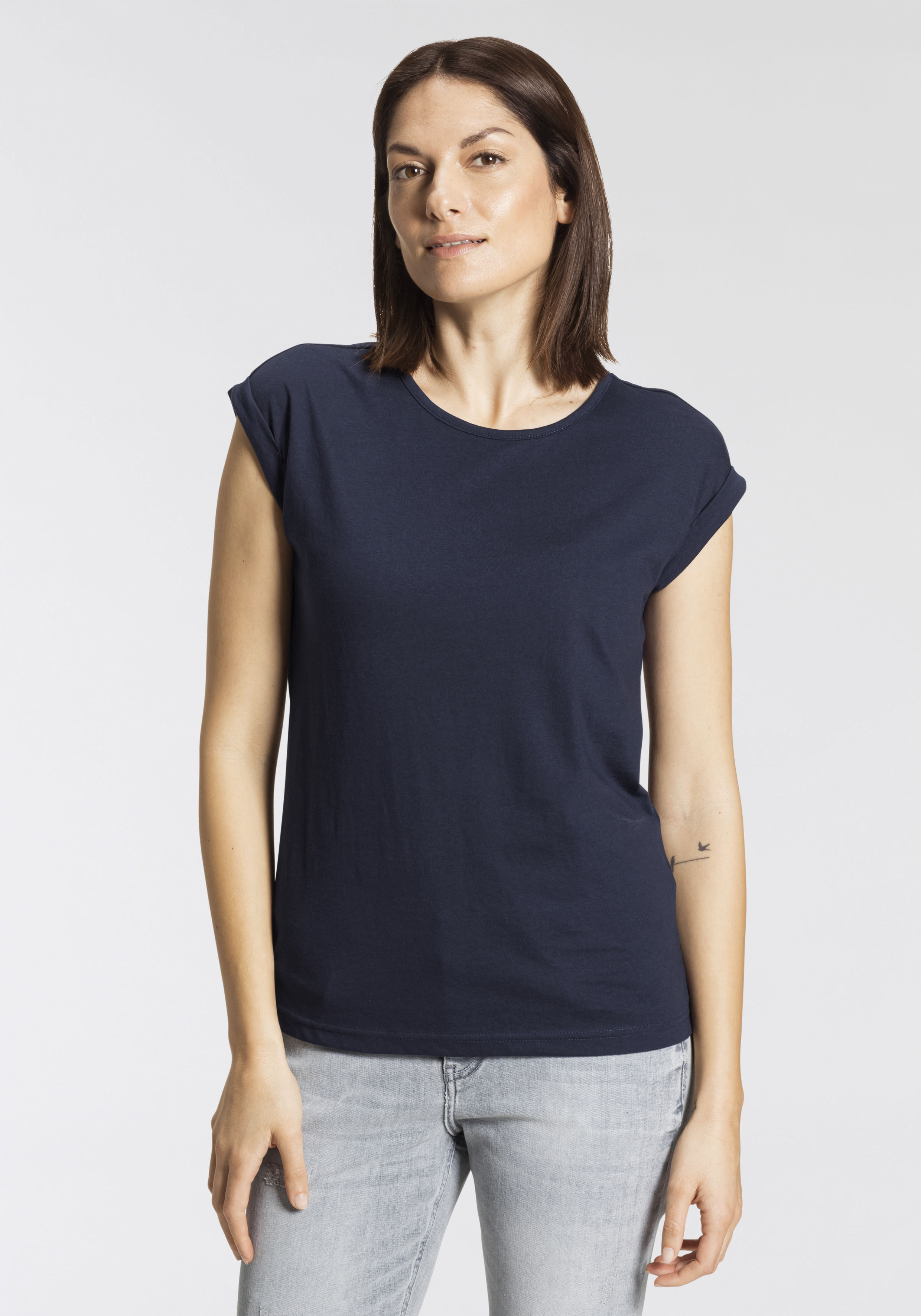 Boysen's T-shirt met verlaagde schoudernaden & kleine mouwomslagen