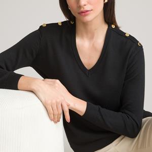ANNE WEYBURN Trui met V-hals in fijn tricot, mixed wol