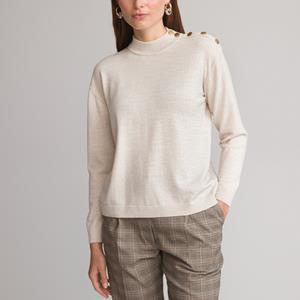 ANNE WEYBURN Trui met opstaande kraag, fijn tricot, mixed wol