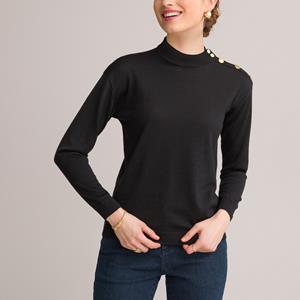 ANNE WEYBURN Trui met opstaande kraag, fijn tricot, mixed wol