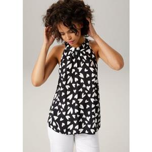 Aniston CASUAL Blusentop, allover mit kontrastfarbenen Herzen bedruckt