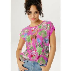 Aniston SELECTED Blusenshirt, mit Tieren und Blumen bedruckt