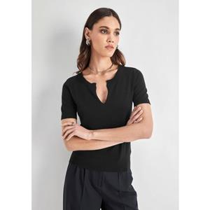 HECHTER PARIS Kurzarmpullover, mit Schlitz am Ausschnitt - NEUE KOLLEKTION