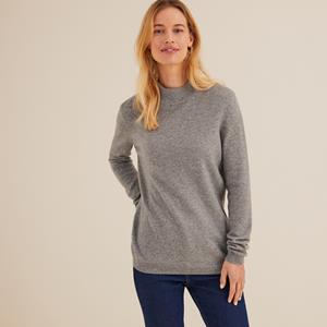 ANNE WEYBURN Trui in kasjmier met opstaande kraag in fijn tricot