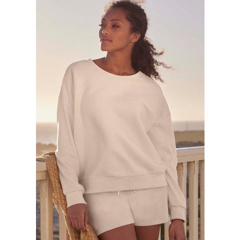 S.Oliver RED LABEL Beachwear Sweatshirt Van ribkwaliteit met afhangende schouders