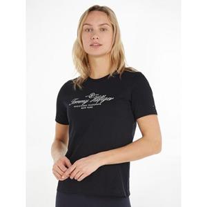Tommy Hilfiger T-Shirt REG HILFIGER SCRIPT C-NK SS mit dezentem Markenlabel auf dem Ärmelabschluss