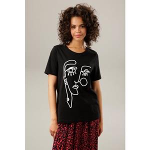 Aniston CASUAL T-Shirt, mit kunstvollem Kopf aus Kordel und Stickerei - NEUE KOLLEKTION
