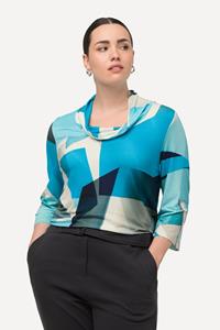 Ulla Popken Longshirt Shirt Spitzenband Gummisaum Rundhals Langarm