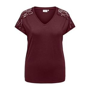 ONLY CARMAKOMA Kurzarmshirt "CARJINNY S/S V-NECK LACE TOP JRS"