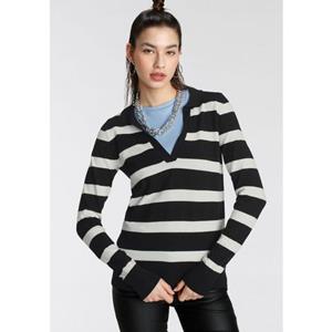 Tamaris Strickpullover, mit Polokragen und tiefem V-Ausschnitt