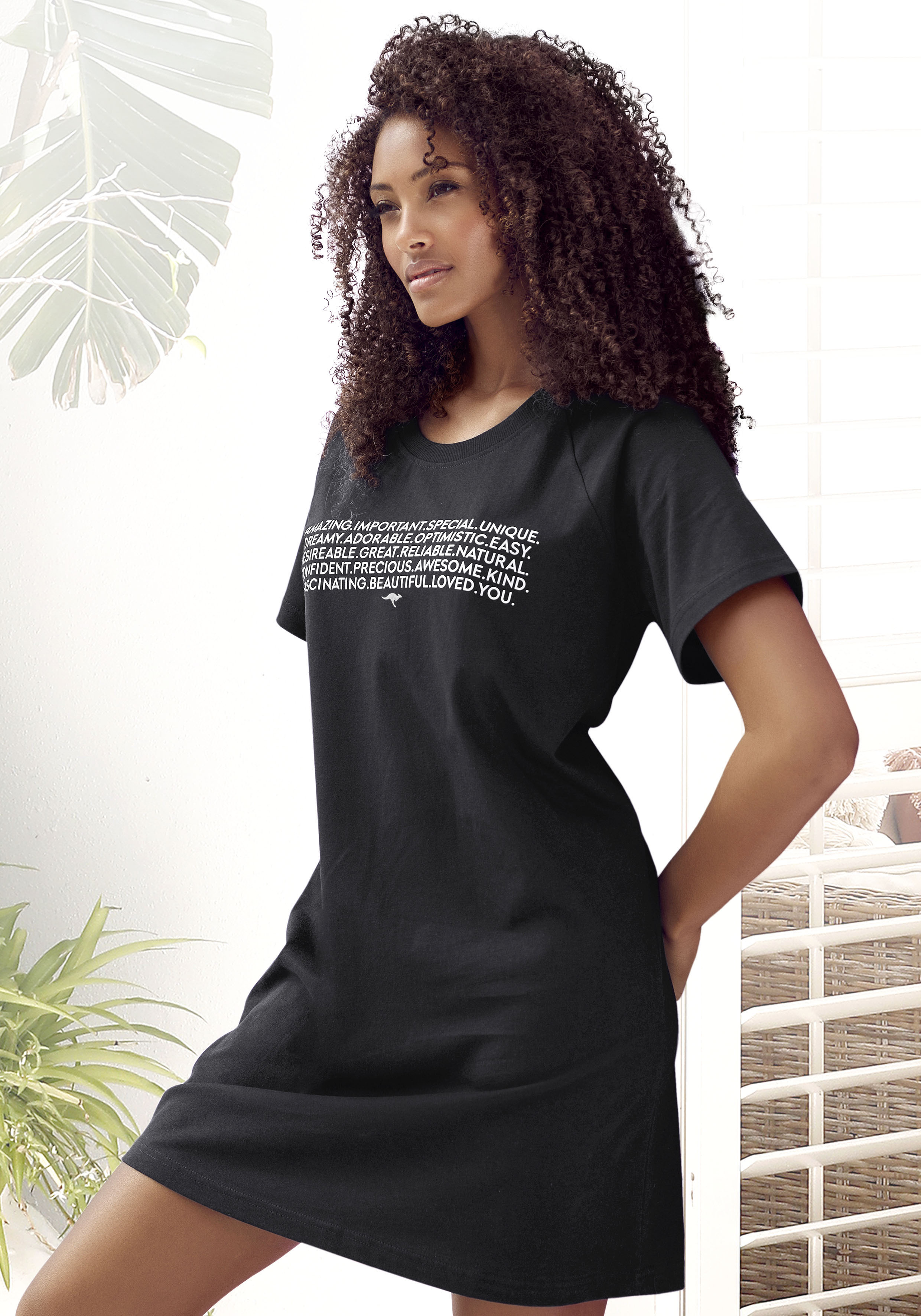 KangaROOS Big-shirt met slogan-frontprint